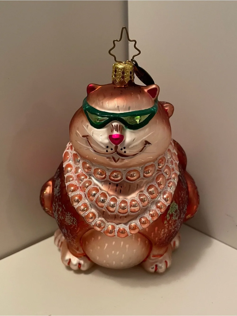 Christopher Radko “Fancy Feast” Fat Cat Glass Ornament Christmas Boxed
